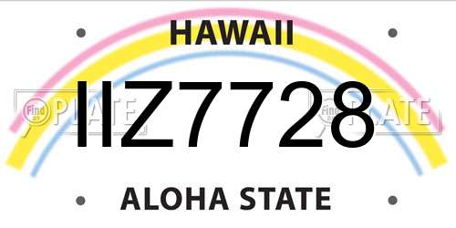 IIZ7728 Hawaii License Plate