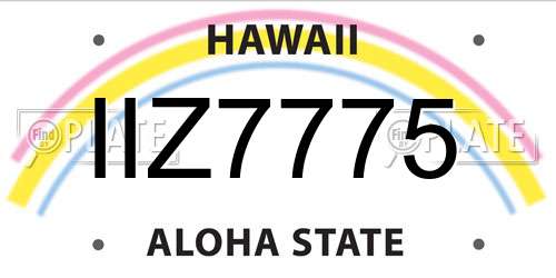 IIZ7775 Hawaii License Plate