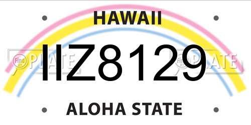 IIZ8129 Hawaii License Plate
