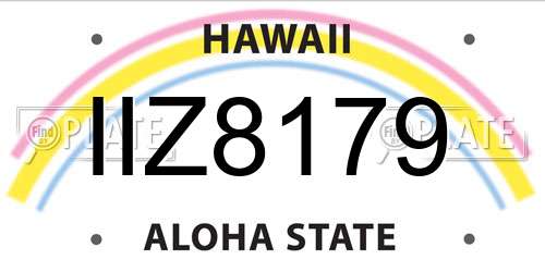 IIZ8179 Hawaii License Plate