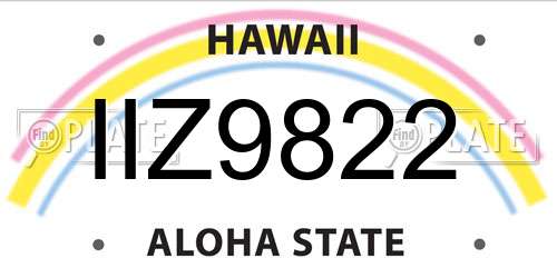 IIZ9822 Hawaii License Plate