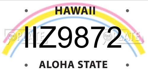 IIZ9872 Hawaii License Plate