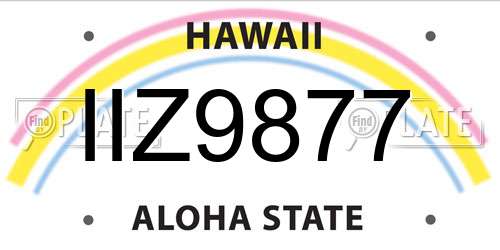 IIZ9877 Hawaii License Plate