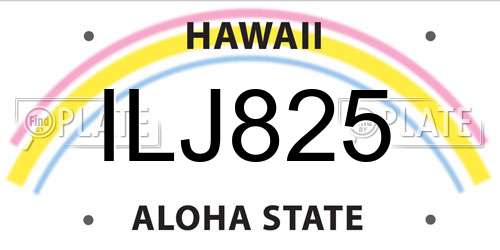 ILJ825 Hawaii License Plate