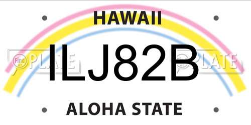ILJ82B Hawaii License Plate