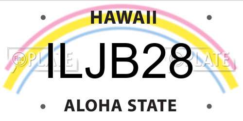 ILJB28 Hawaii License Plate