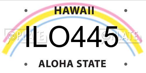 ILO445 Hawaii License Plate
