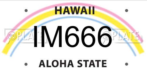 IM666 Hawaii License Plate