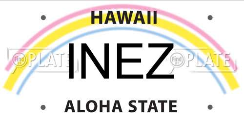 INEZ Hawaii License Plate