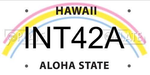 INT42A Hawaii License Plate
