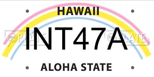 INT47A Hawaii License Plate