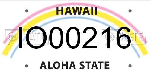IO00216 Hawaii License Plate
