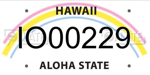 IO00229 Hawaii License Plate