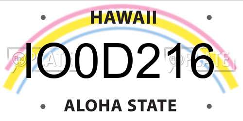 IO0D216 Hawaii License Plate