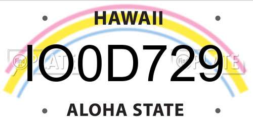 IO0D729 Hawaii License Plate