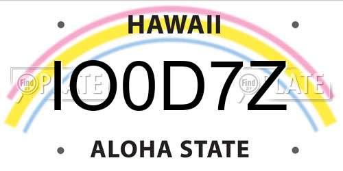 IO0D7Z Hawaii License Plate