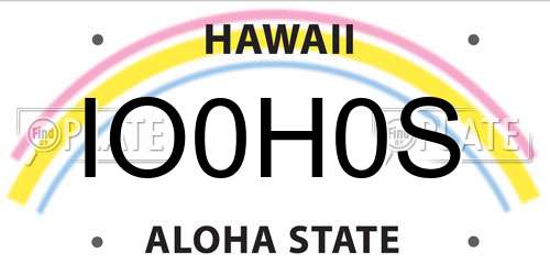 IO0H0S Hawaii License Plate