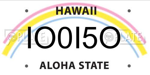 IO0I5O Hawaii License Plate