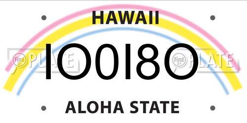 IO0I8O Hawaii License Plate
