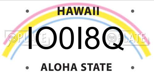IO0I8Q Hawaii License Plate
