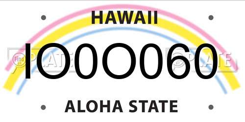 IO0O060 Hawaii License Plate