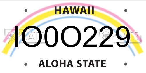 IO0O229 Hawaii License Plate