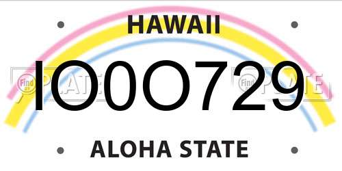 IO0O729 Hawaii License Plate