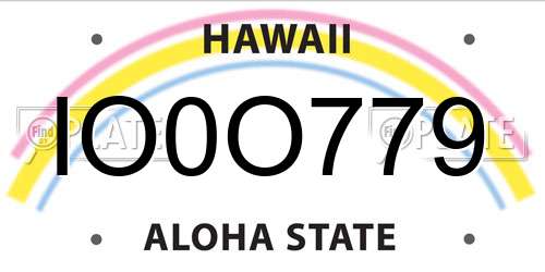 IO0O779 Hawaii License Plate