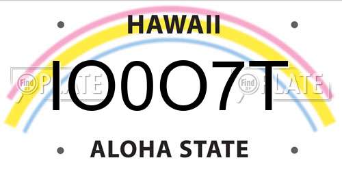 IO0O7T Hawaii License Plate