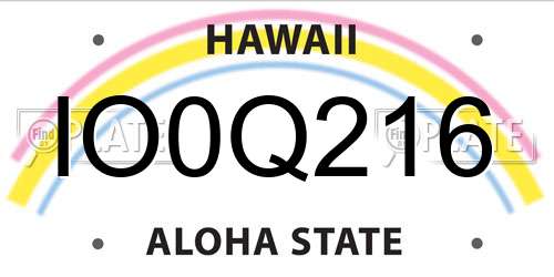 IO0Q216 Hawaii License Plate