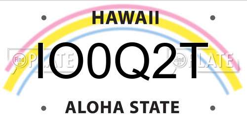 IO0Q2T Hawaii License Plate