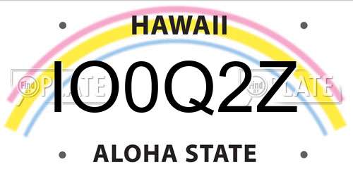 IO0Q2Z Hawaii License Plate