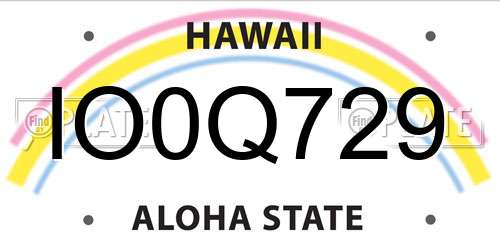 IO0Q729 Hawaii License Plate