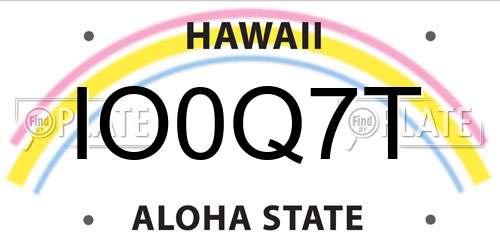 IO0Q7T Hawaii License Plate