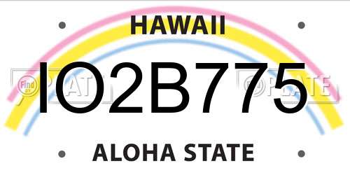 IO2B775 Hawaii License Plate