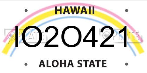 IO2O421 Hawaii License Plate