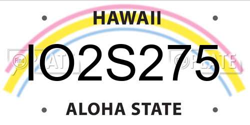 IO2S275 Hawaii License Plate