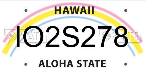 IO2S278 Hawaii License Plate