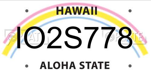 IO2S778 Hawaii License Plate