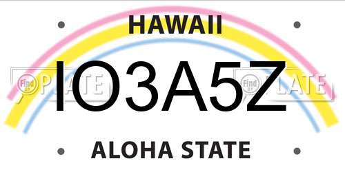 IO3A5Z Hawaii License Plate