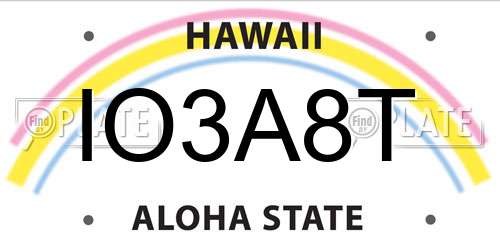 IO3A8T Hawaii License Plate