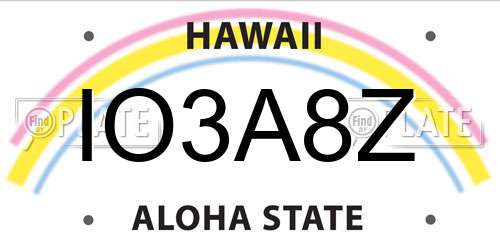 IO3A8Z Hawaii License Plate
