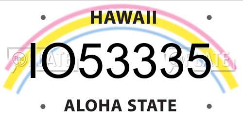IO53335 Hawaii License Plate