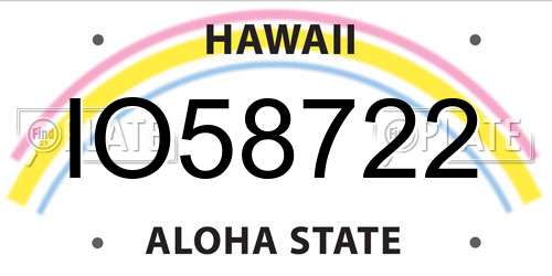 IO58722 Hawaii License Plate