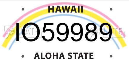 IO59989 Hawaii License Plate