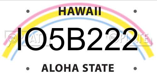 IO5B222 Hawaii License Plate
