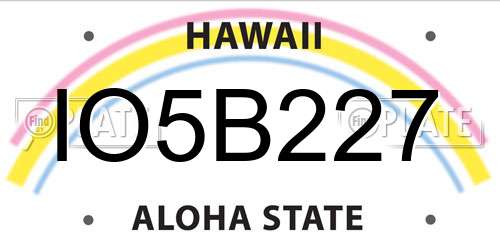 IO5B227 Hawaii License Plate