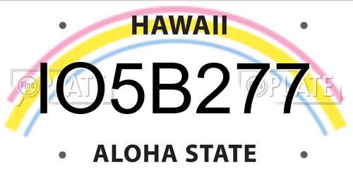 IO5B277 Hawaii License Plate