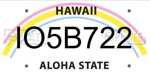 IO5B722 Hawaii License Plate