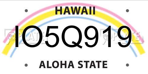IO5Q919 Hawaii License Plate